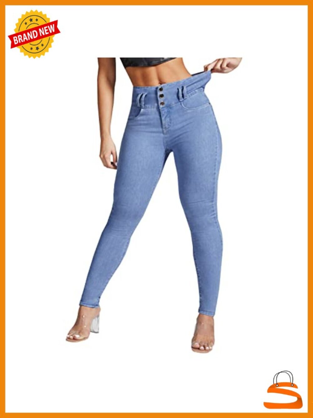 High Waist Skinny Stretch Jeans Shaping Butt Lifting Denim Pants